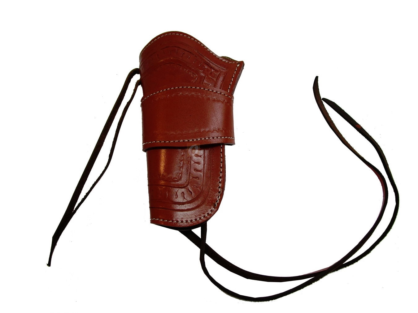 Leather Holster Long Barrel Revolver OWB Pistol Fit Basket Tooled Black - Left Hand