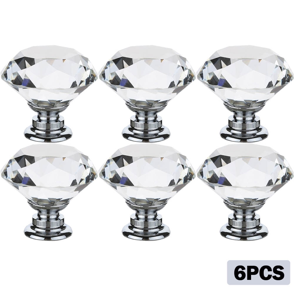 6 Pcs Glass Knobs Vintage Crystal Glass Drawer Pulls Knobs Dresser Knob