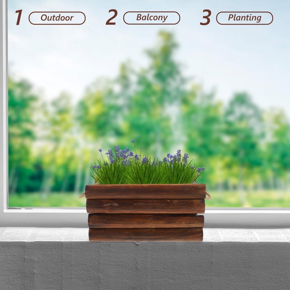 SWETRACE Rustic Wood Planter Box for Indoor and Balcony Gardening Durable Brown Flower Container