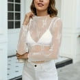 thumbnail image 3 of SHITINN Mesh Long Sleeve Layering Top for Women Neck Floral Embroidery Sheer See Through Tee Shir Short Sleeve Shirts for Women T-Shirts for Women Spring Tops for Women, 3 of 6