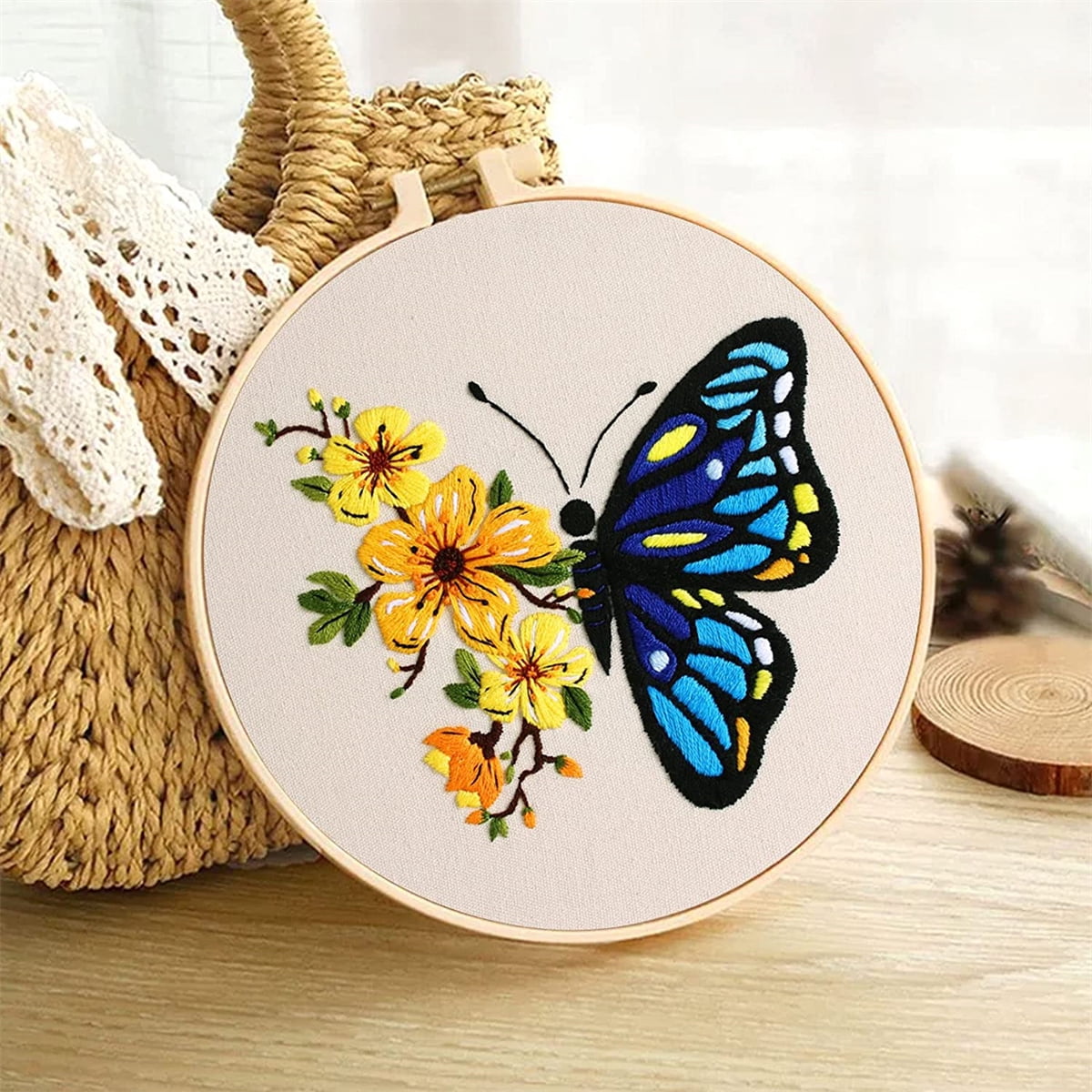 Casewin Beginners Embroidery Stitch Practice kit, 4 Sets Embroidery Kit to Learn Different Stitches for Craft Lover Hand Stitch with Embroidery Fabric with Embroidery Skill Techniques