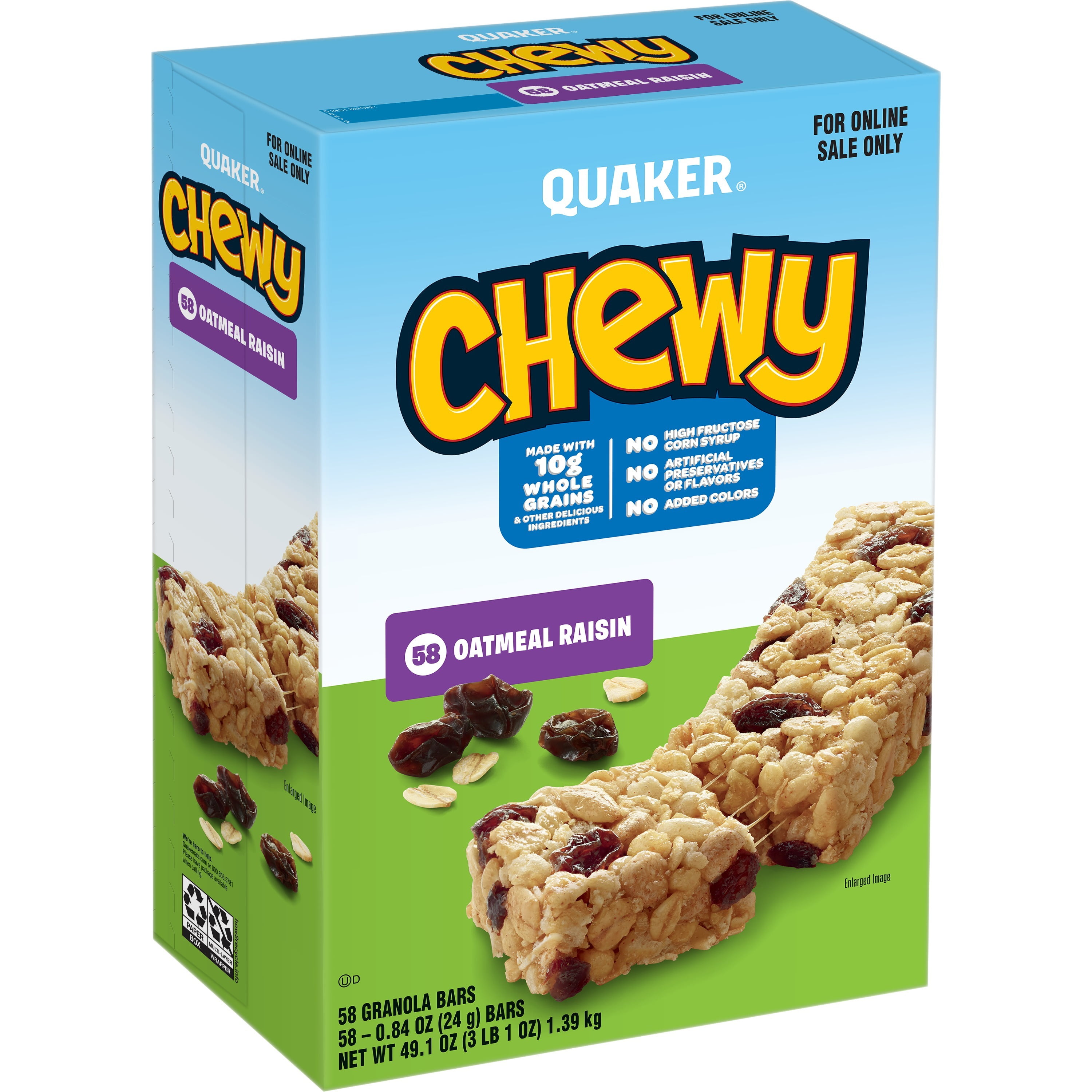 Quaker Chewy Granola Bars, Oatmeal Raisin (58 Pack) - Walmart.com ...