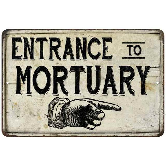 Entrance to Mortuary Vintage Look Chic Distressed 8x12108120020172