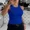 Blue, variant on Tank Tops for Women Solid Color O-Neck Sleeveless Elastic Slim Fit Basic Vest Casual Womens Top(Without Pads) White-M