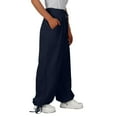 thumbnail image 5 of Mrat Linen Pants Women Wide Leg Pants High Waist Drawstring Sweat Pants Loose Workout Trousers with Pockets Pants Women Summer Trousers S-59 Navy XL, 5 of 7
