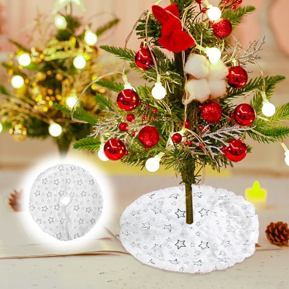 Nkmbld Vintage Christmas Tree Skirt, Christmas Decorations Holiday Seasonal Tree Mat for Xmas Holiday Party Ornaments Decorations Supplies, White