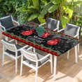 thumbnail image 2 of Red Christmas Balls Table Cloths for 3 Foot Rectangle Tables, Winter Snowflakes Xmax Berry Plaid Patio Waterproof Elastic Fitted Tablecloths, Washable Rectangular Table Cover for Camping, 2 of 8