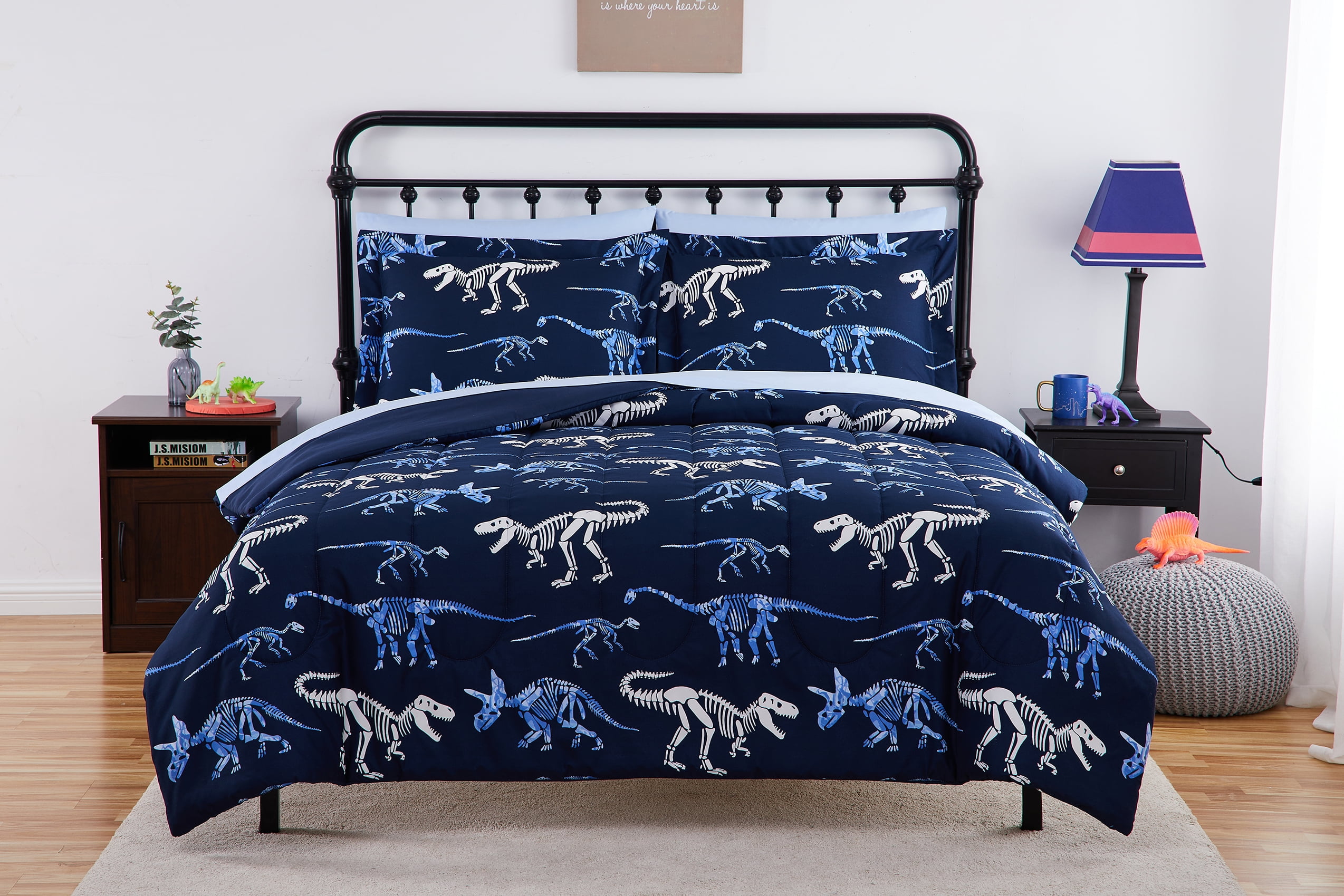 Your Zone GlowintheDark Dino BedinaBag Coordinating Bedding Set