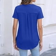 thumbnail image 4 of Shirts for Women Dressy Casual Blouse Shirts Short Sleeve Zip Front Workout Tops for Women Lightweight Summer Tops Royal Blue L, 4 of 4
