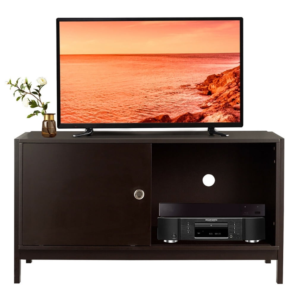 Finihen TV Stand, TV Cabinet, Modern Entertainment Cabinet with Sliding Doors, Media Entertainment Center with Storage, for Living Room, Bedroom, Dark Brown