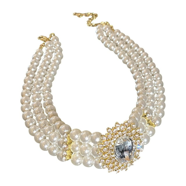 Luxury Choker Necklaces 3 Row Beads Chain Charming for Nightclub Anniversary Yuyangstore gargantilla collar