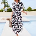 thumbnail image 3 of Robe en Chiffon Animal Arctic Imprimé Drôle de Macareux Robes Mignonnes Femme Manches Longues Style Rue Col en V Oversize Robe Décontractée, 3 of 5