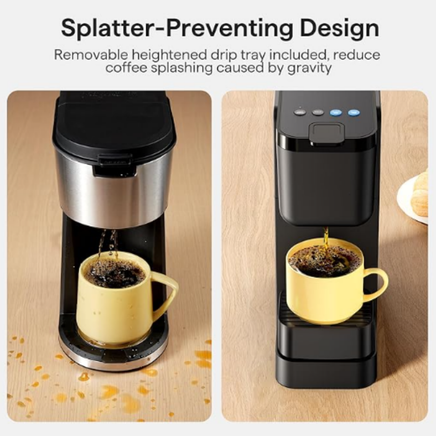 Single Serve Coffee Maker for K Cup, Ground and Tea Leaves, Hot and Iced Coffee Machines with Bold Setting, 6 to 16 Oz Brew Sizes, Compact for Small Spaces, Black (2.0 Version)