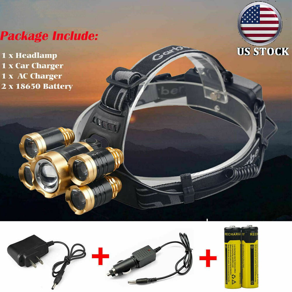 2/3x 990000Lumens Rechargeable 5x LED Headlamp Head Torch Battery & Charger 