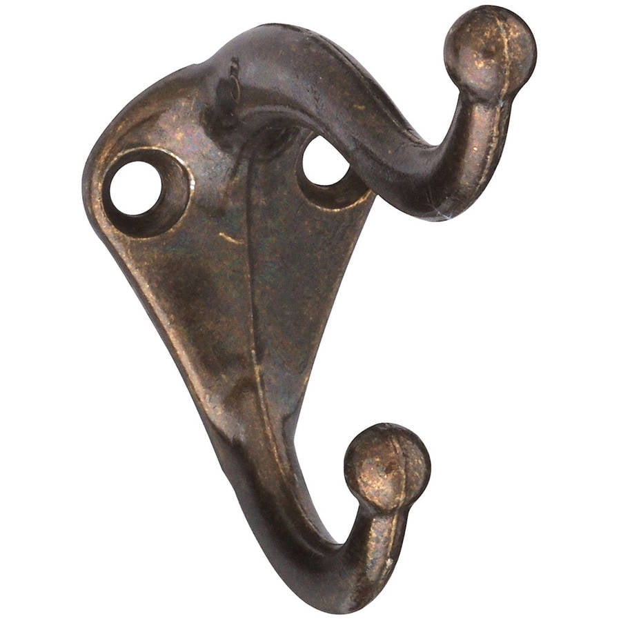 Stanley Hardware 756103 3" Antique Brass Coat & Hat Hook, 2 Count