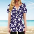 thumbnail image 2 of Tnhcen Women's Summer Floral Print V-Neck Button-Up Shirts - Short Sleeve Casual Daily Tops | Plus Size Friendly S-3XL | Versatile Floral Tops for Women, 2 of 9