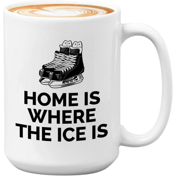 Figure Skating Coffee Mug 15oz White - Home Where The Ice Is - Figure Skating Ice Skaters Winter Sports Funny Sarcasm