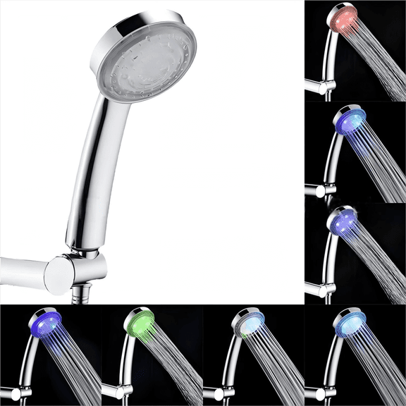 Daofin Handheld LED Shower Head High Pressure Showerhead Detachable for Bathroom 7 Color Changing