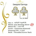thumbnail image 4 of King of Bling's 0.25ct Diamond 925 Sterling Yellow Silver Women's & Men's Club Suit Earrings, 4 of 12