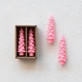 thumbnail image 2 of Creative Co-Op Unscented Textured Tree Shaped Taper Candles in Box, Pink, Set of 2, 2 of 3