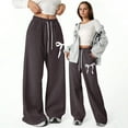 thumbnail image 4 of Rhuody Girls Pants Loose Fit Bow Back Pocket Jogger Pants Straight Leg Athletic Sweatpants Teen Comfort Play Outfit High Waist Slacks Adorable Wear Brown 14-15 Years, 4 of 8