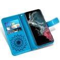 thumbnail image 5 of Compatible with Samsung Galaxy S22 Ultra 5G Wallet Phone Case and Tempered Glass Screen Protector Flip Credit Card Holder Stand Mandala Flower Cell Cover for S22ultra 22S S 22 S22ultra5g 6.8 Blue, 5 of 9
