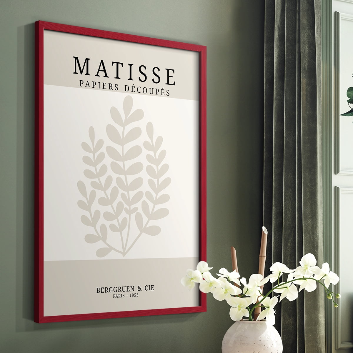 Matisse CDXVI in Red Solid Wood Framed Print No Nail Hanging