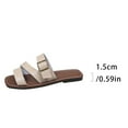 thumbnail image 7 of Summer Slippers for Women Solid Color Footbed Open Toe Slip-On Comfortable Buckle Flat Slippers Sandals for Women Beach Vacation Holiday Vintage Fashion White 9, 7 of 7