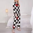 thumbnail image 3 of Balery Ladybugs Of Black And White Checkers Conjunto de Pijama con Estampado para Mujer, Conjunto de Dos Piezas con Manga Larga, Ropa de Dormir Suave con Bolsillos, Pijamas Cómodos-Large, 3 of 7