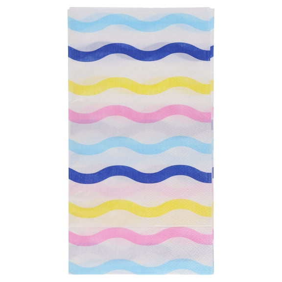4.3" x 7.8" Disposable Multicolor Wavy Stripes Paper Napkins, 16 Count, by Way To Celebrate