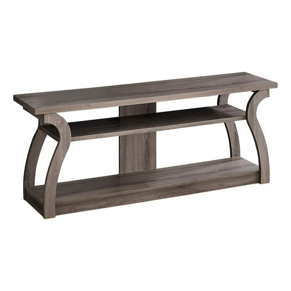 Monarch Specialties Tv Stand, 60 Inch, Console, Media Entertainment Center, Storage Shelves, Living Room, Bedroom, Laminate, Brown, Contemporary, Modern