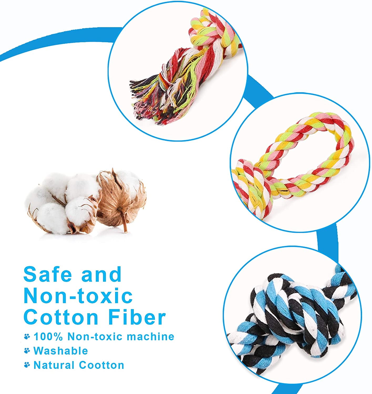 Dog Rope Toys 2 Nearly Indestructible Pet Toys for Medium to Large Breed, Dental Cleaning Chew Toys, Dogs Tug Toy for Boredom, Teething for Aggressive Chewers