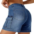thumbnail image 4 of Women's Summer High Waisted Cargo Denim Shorts 2026 With Flap Pockets Stretchy Casual Hiking Outdoor Bottoms,2XL, 4 of 4