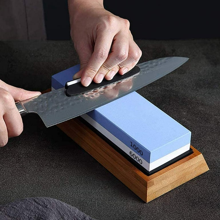 Knife Sharpening Stone Set,2 Side Grit Whetstone 1000/6000