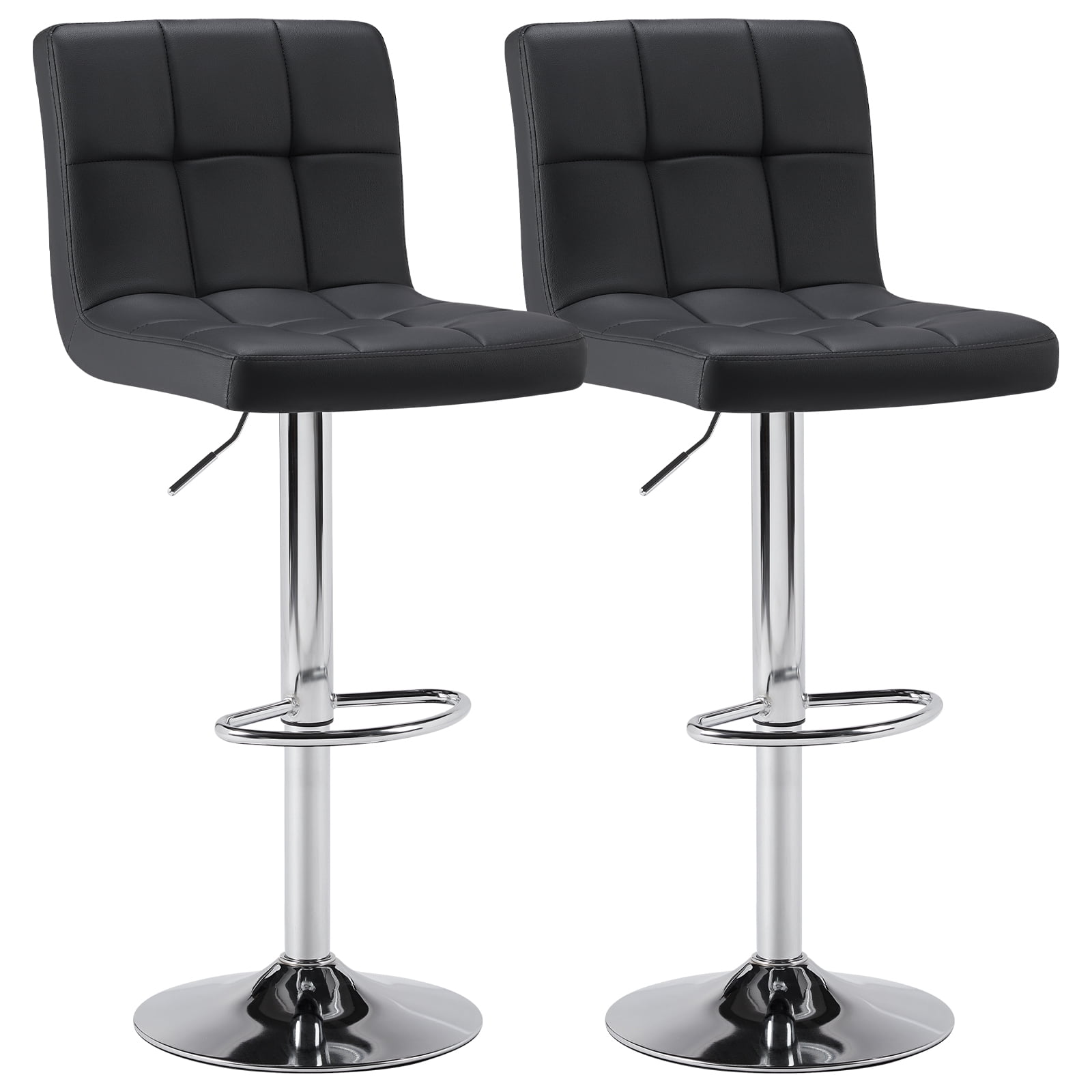 JOINSUN Bar Stools, Luxurious PU Leather Adjustable Swivel Counter Seats for Home, Set of 4, Black