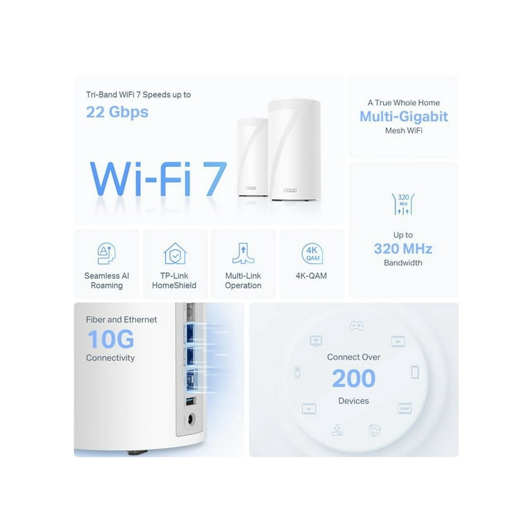 TP-Link Deco BE85 Tri-Band WiFi 7 Mesh Router - Walmart.com