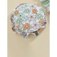 thumbnail image 6 of JYYYBF Girls Beach Swimwear 3 Piece Swimsuits Floral Print Flying Sleeve Tops Shorts Hat Bathing Suits, 6 of 7