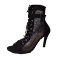 thumbnail image 1 of NECHOLOGY Botas Mujer Adulto Femenino Zapatos Botines de mujer Moda mujer Flock Color sólido otoño ahueca hacia fuera tacones finos con cordones botines cortos Toe zapatos (Black, 8.5), 1 of 4