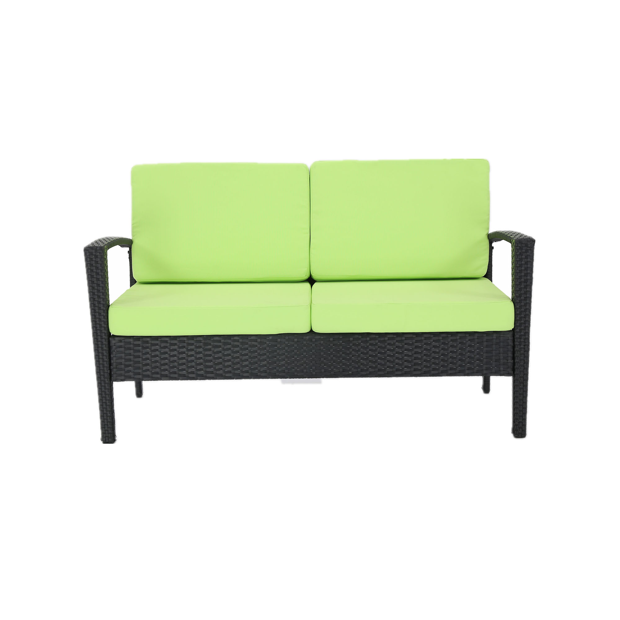 Baner Garden Wicker 4 Piece Black Patio Conversation Set with Green Cushions - image 3 of 11