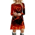thumbnail image 2 of Long Dresses for Women Casual Casual Round Neck Dress with Valentine Heart Theme Print Fashionable Comfort Outfits Long Dresses for Women Pink XL, 2 of 4