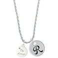 thumbnail image 1 of Delight Jewelry Silvertone Te Amo Disc Silvertone Script Initial Disc - R - Charm Necklace, 20"+3", 1 of 4