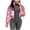 Hot Pink, variant on WCMZJ Women's Shiny Cropped Puffer Jacket Long Sleeve Solid Color Stand Neck Winter Down Coat Black M
