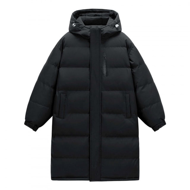 Mceream Men's Winter Long Down Jacket Casual Thicked Warm Hooded Down Parkas Coats for Male Puffer Jacket Plus Size Outwear Abrigos De Invierno Para HombresBlack XXL