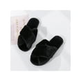 thumbnail image 3 of Women's Fuzzy Fur Cross Band Slip On Slippers Furry House Shoes, 3 of 4