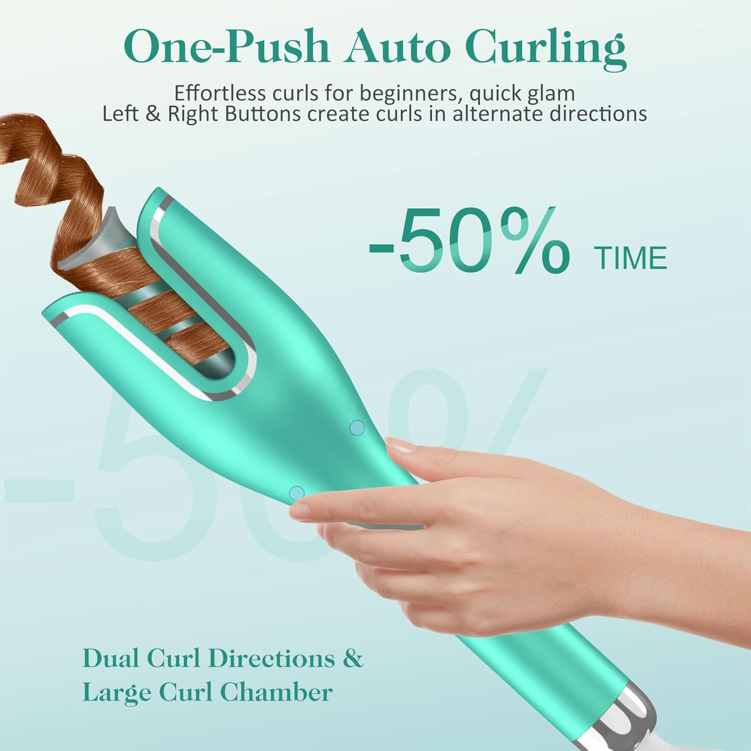 Automatic Hair Curler with Anti-Scald & Anti-Tangle Technology, 1" Rotating Ceramic Barrel with 4 Heat Settings, One-Touch Smart Curling Iron for Beginners