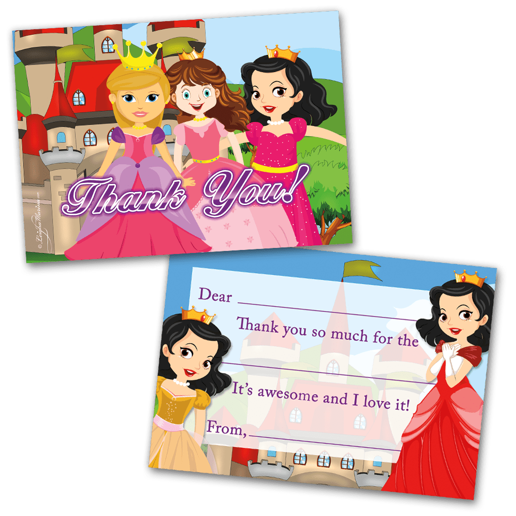 Princess Thank You Cards For Kids 20 Notes 20 Envelopes Walmart