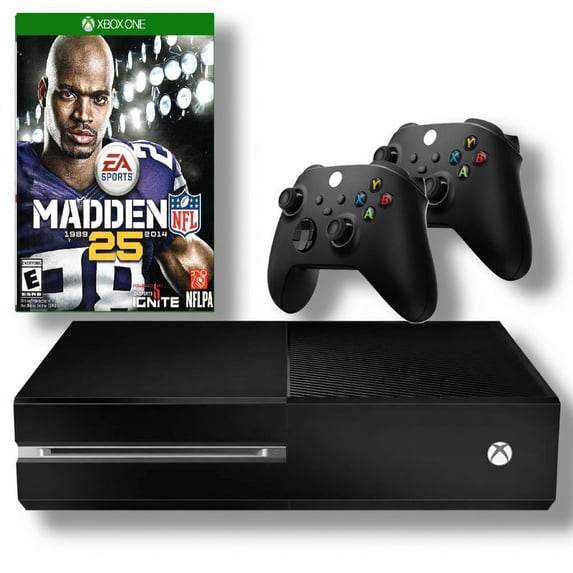 Restored Microsoft Xbox One Console 500GB Black with Two Retrofam Controllers and Madden NFL 25 (Refurbished)