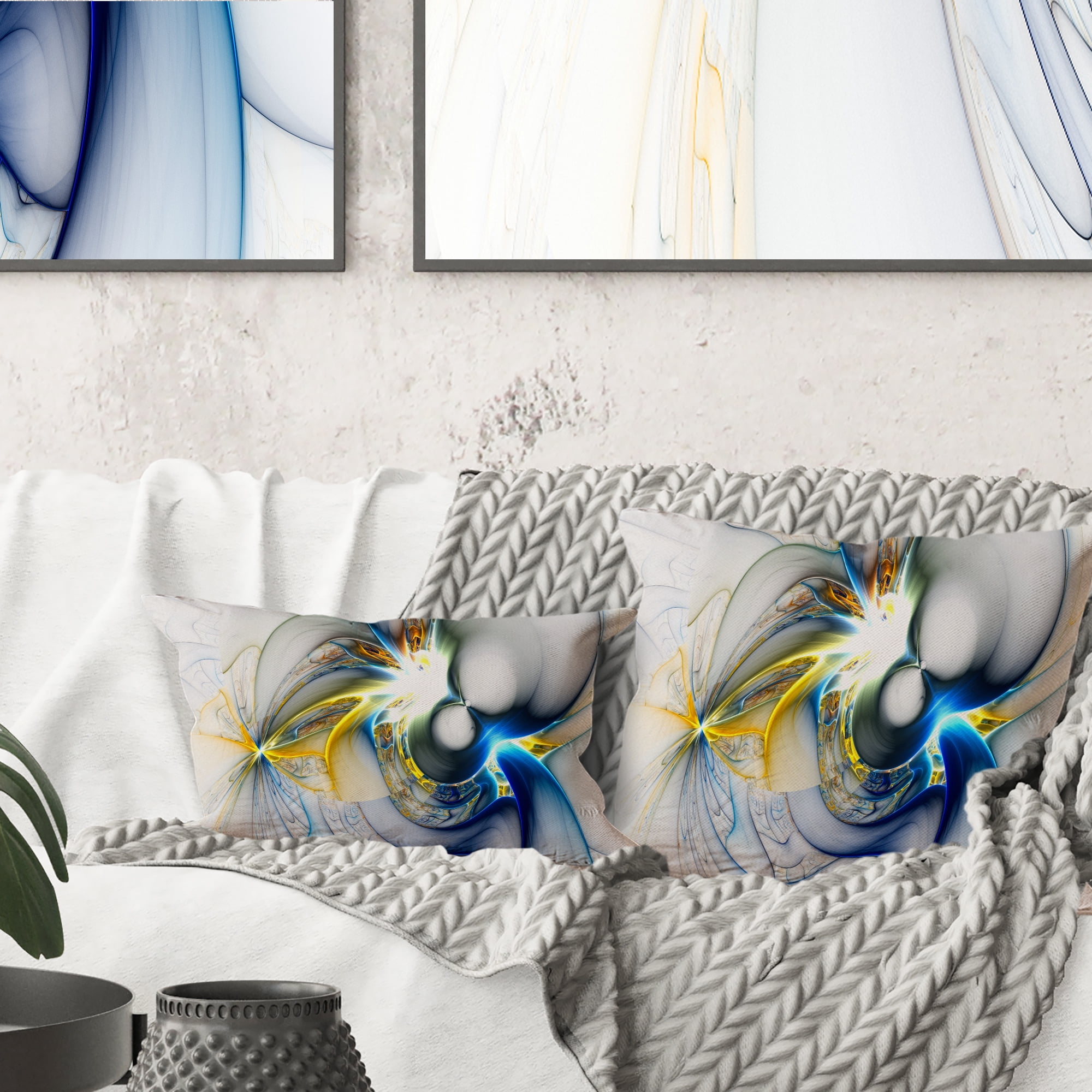 Designart Shining Multi Colored Plasma - Abstract Throw Pillow - 12x20