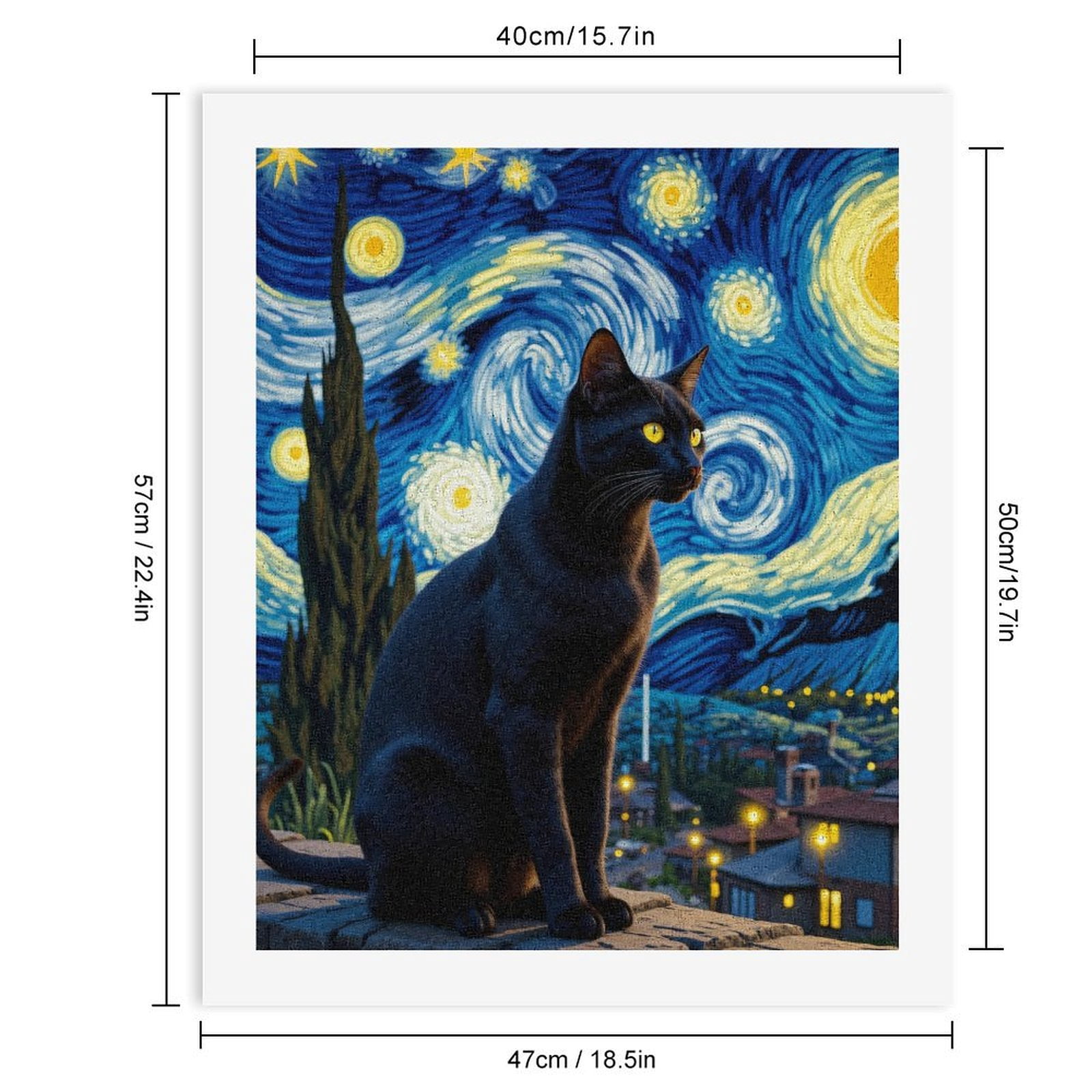 Paint by Numbers Kit for Adults, Starry Night Cat Portrait Paint by Numbers, Easy Paint by Numbers Kit for Adults Beginner, DIY Adult Paint by Number Kits on Canvas, Home Decor