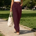 thumbnail image 6 of GUACER Wide Leg Trousers for Women High Waisted Pleated Button Dress Pants for Office & Casual Wear, 6 of 8